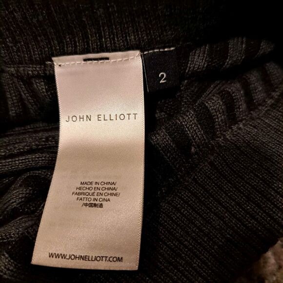 John Elliott Reveal Silk Cashmere Rib Biker Short Sz 2/Womens M Dark Gray NWT - Picture 4 of 11